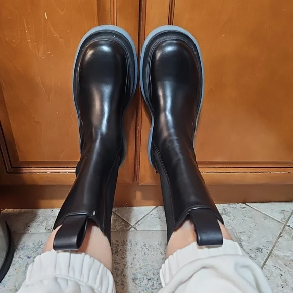 Leather Tire Black Transparent Chunky Boot Size 39 - Picture 3 of 14